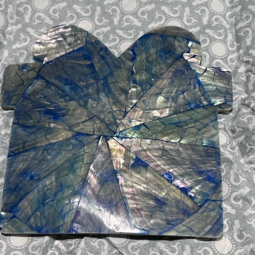 PACIFIC PEARLS AUTHENTIC ABALONE BLUE GENUINE MOTHER OF PEARL GREETING TABLET